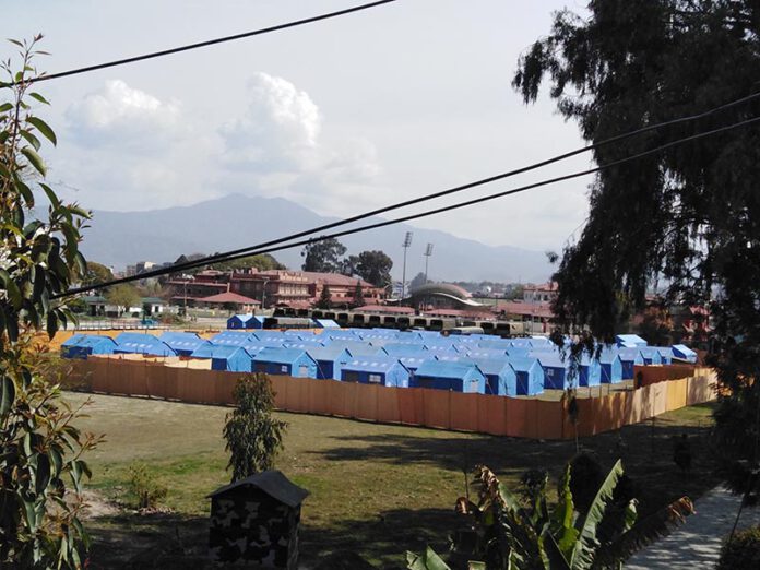 Nepali Army coronavirus quarantine tents