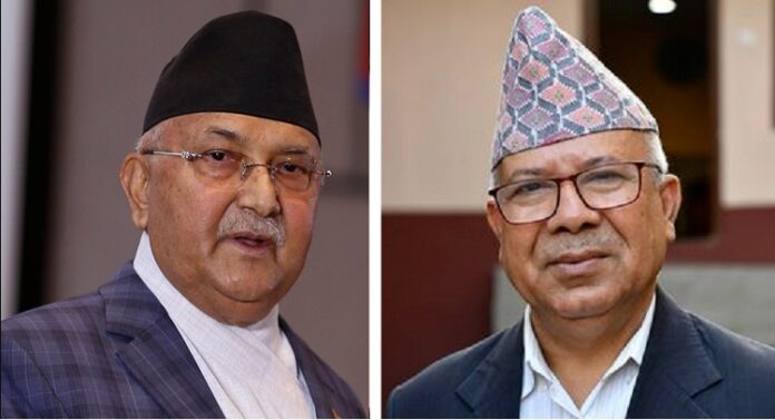 kp oli and madhab nepal