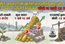 एनसेल- ५० करोडमा खुलेको कम्पनीको नाफा नै १ खर्ब १३ अर्ब, राज्यलाई तिर्न भने बाँकी छ अझै ८५ अर्ब